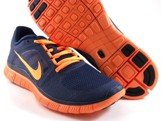 navy blue and orange nike basketball shoes
