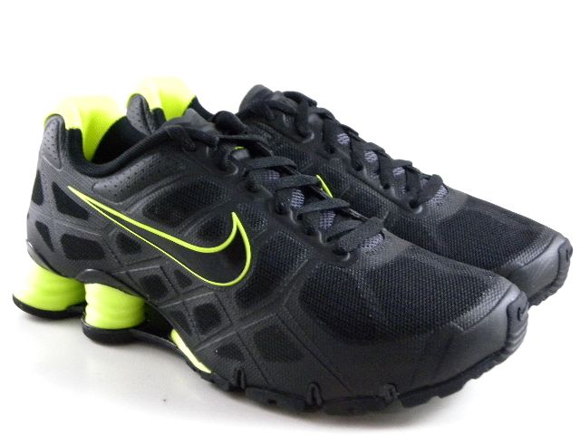 black and lime green nike shox