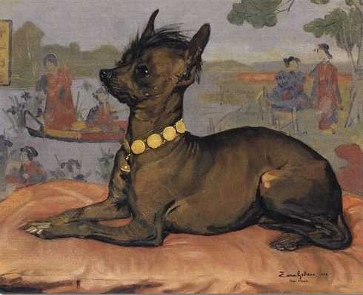 1882 Chinese Crested, Painting by Belgian painter EugÃ¨ne van Gelder.