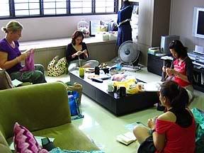 Group knitting class in Singapore