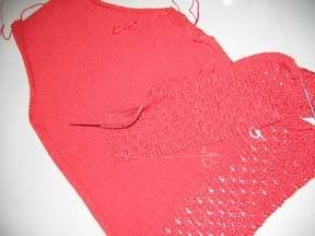 knitting diagonal shaped front