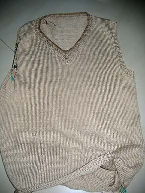 hand knit first project 4 ply cotton vest