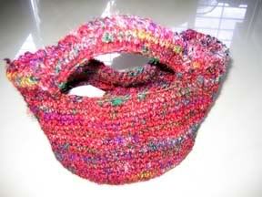 crocheted raw sari silk yarn bag