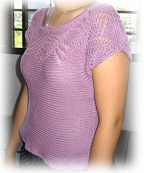 wearing hand knit lace bamboo top in Singapore