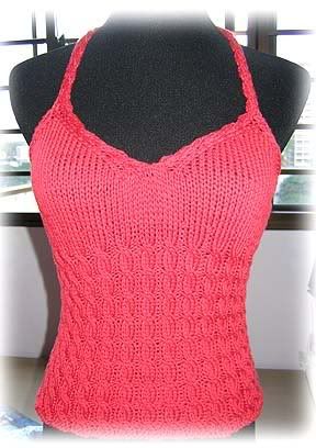 hand knit cabled halter top