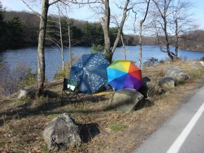 Under the umbrellas