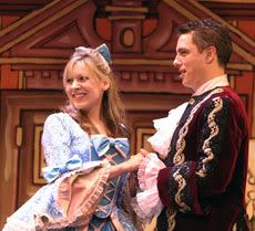 Naomi Wilkinson and John Barrowman in Cinderella at the New Wimbledon Theatre, London