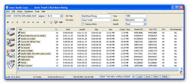 Sonic Youth   Bad Moon Rising FLAC (EAC, Log, Cue, Scans)[h33t][grogginoc] preview 1