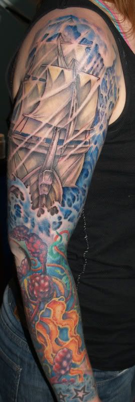 underwater,pirate ship,tattoo