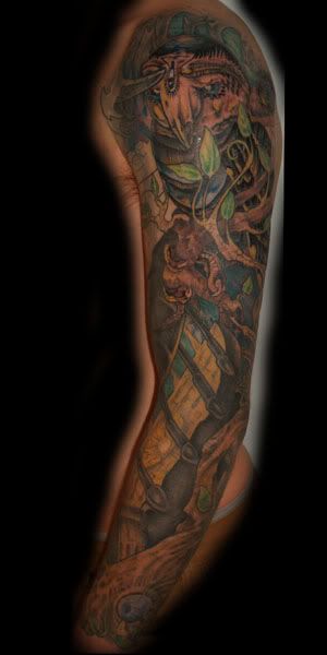 biomech arm tattoo