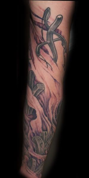biomech arm tattoo