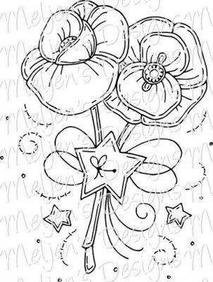 Meljen's Designs Pair of Poppies digital stamp weekend giveaway freebie