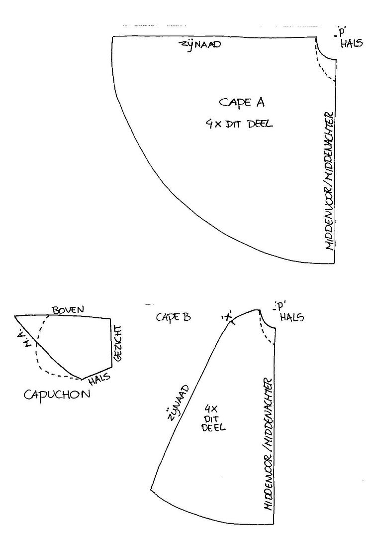 Patroon cape middeleeuwen