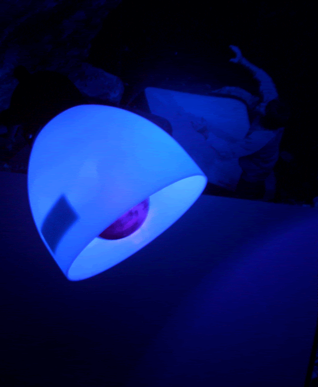 A black light in the glow of another black light