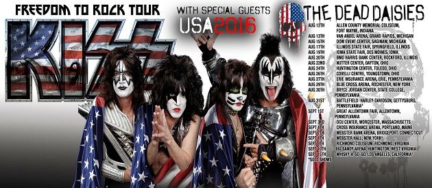 Check out KISS with Special Guests THE DEAD DAISIES on the FREEDOM TO ROCK tour until September 15th!