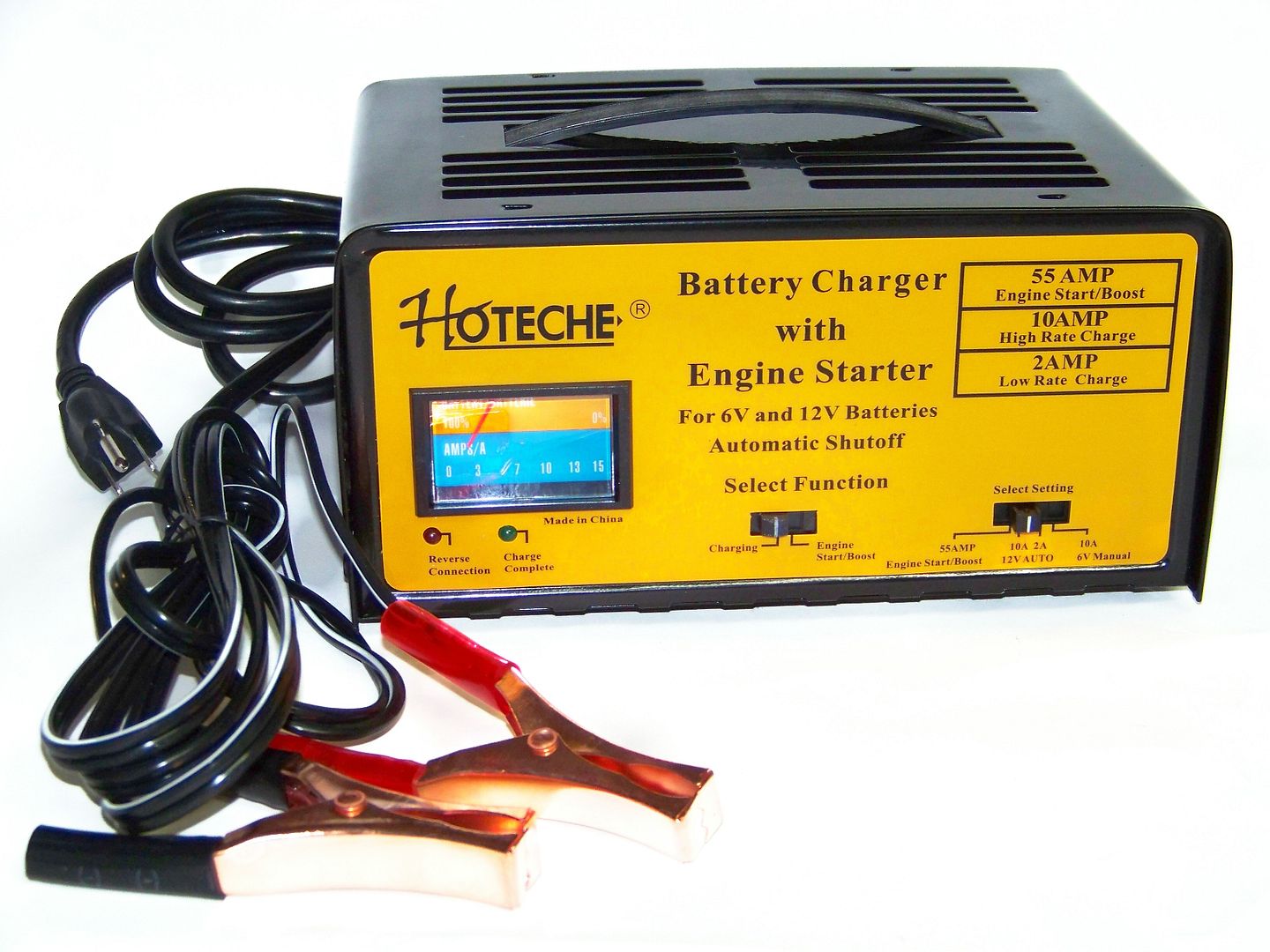 Battery Charger with Engine starter Jump Start Booster Cables 6 and 12 volts led eBay