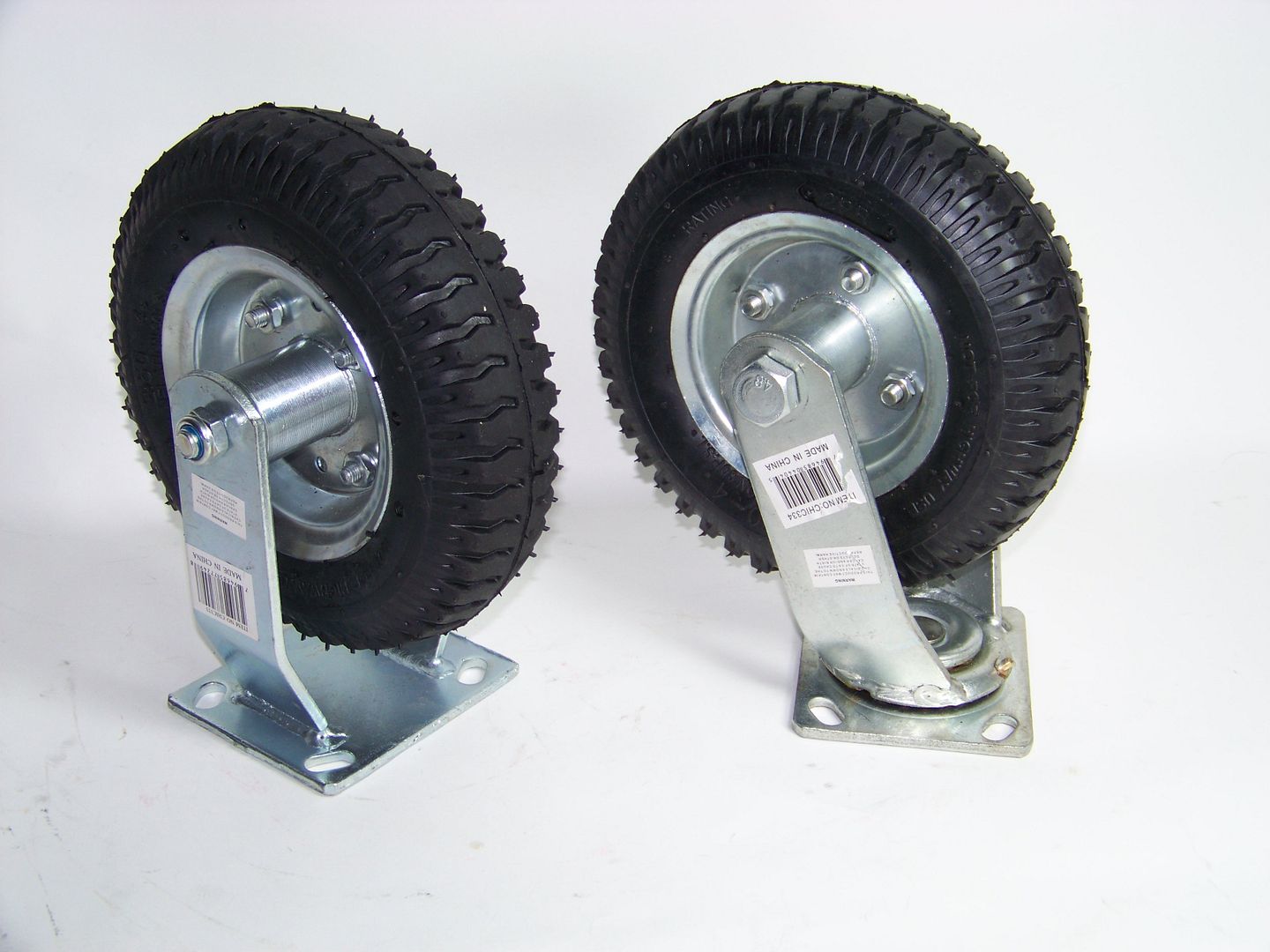 4 Heavy Duty 8" Air Tire Base & Wheel with bearing 2 Swivel and 2 Fixed