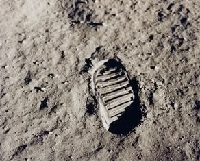 Astronout's foot print on the moon