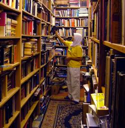 Chock-a with books.