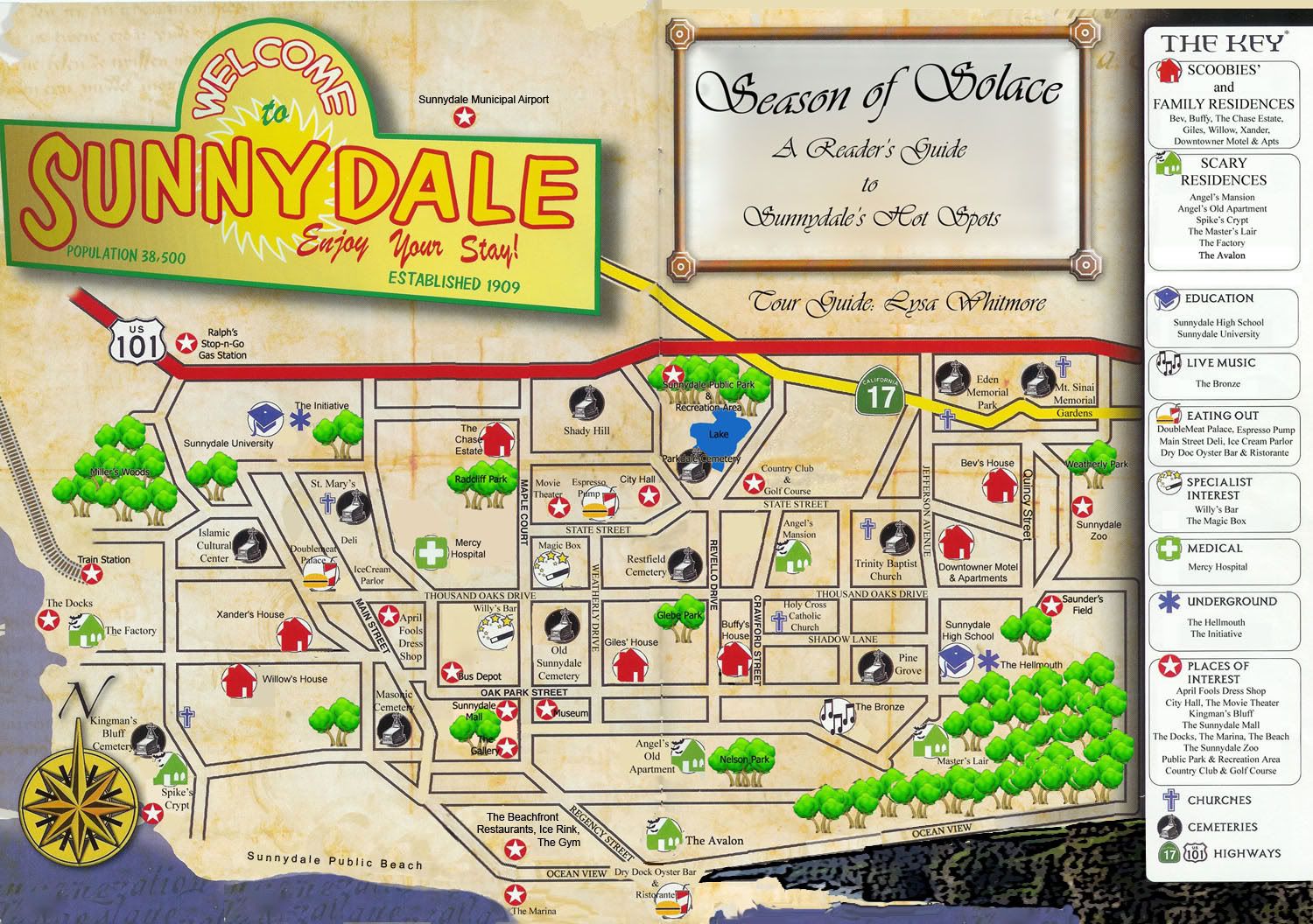 Map Of Sunnydale | Karte Von Mittelerde, Interaktive Karte, Buffy Im ...