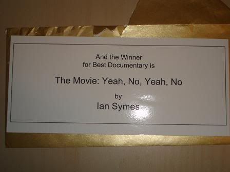 And the Winner for Best Documentary is The Movie: Yeah, No, Yeah, No by Ian Symes