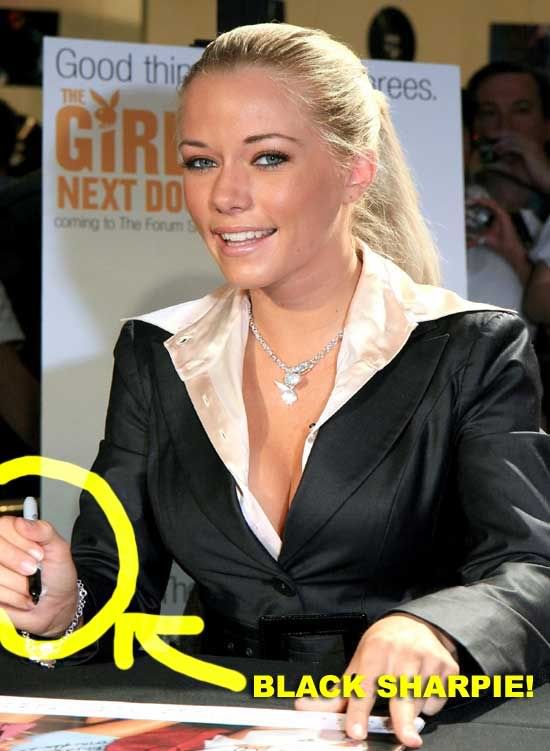 Kendra Wilkinson Uses Black Sharpie To Sign Autographs