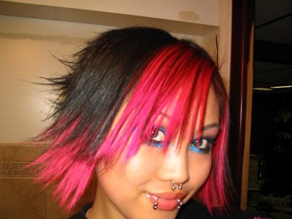 cool hairstyles for girls. pink emo hairstyle for girls