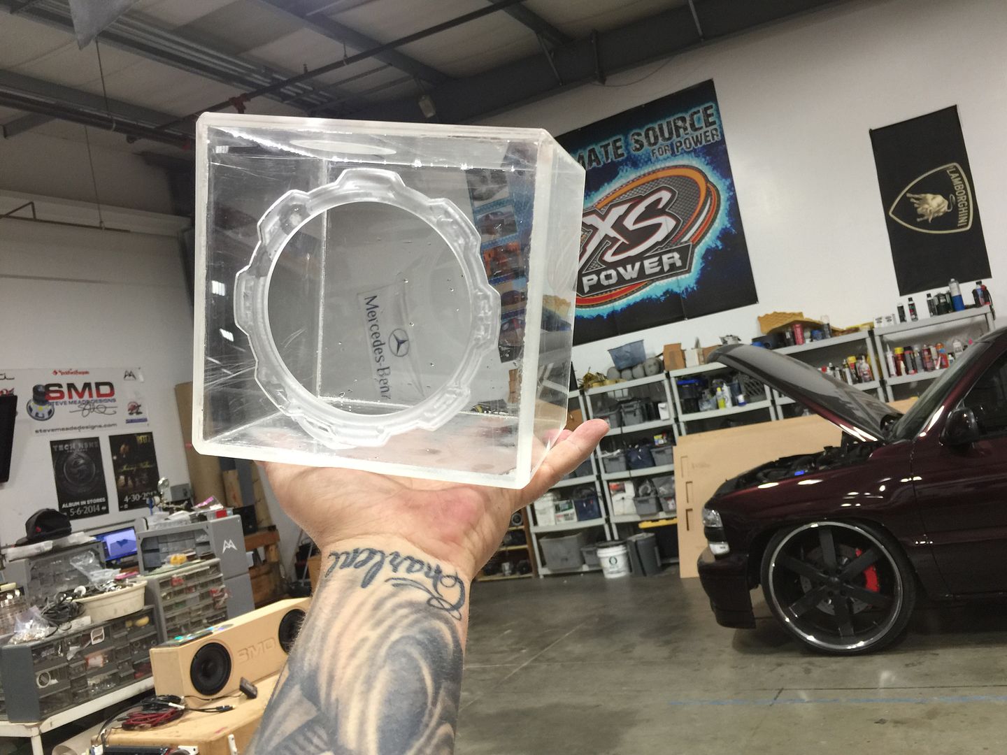 CNC Practice Small Clear Acrylic Speaker Box from the scrap bin