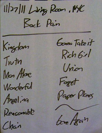 Common Rotation set list from The Living Room in NYC on Nov 27, 2011