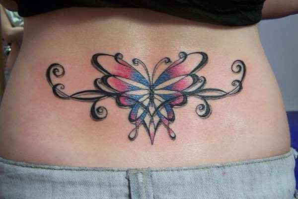 combination of butterfly and tribal tattoo