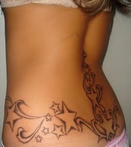 permanent tattoo, flower tattoo, girl tattoo, star tattoo