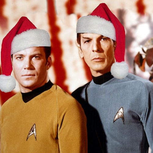 Image result for kirk spock santa hats