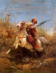 Arab Warrior Leading a Charge, by Adolf Schreyer