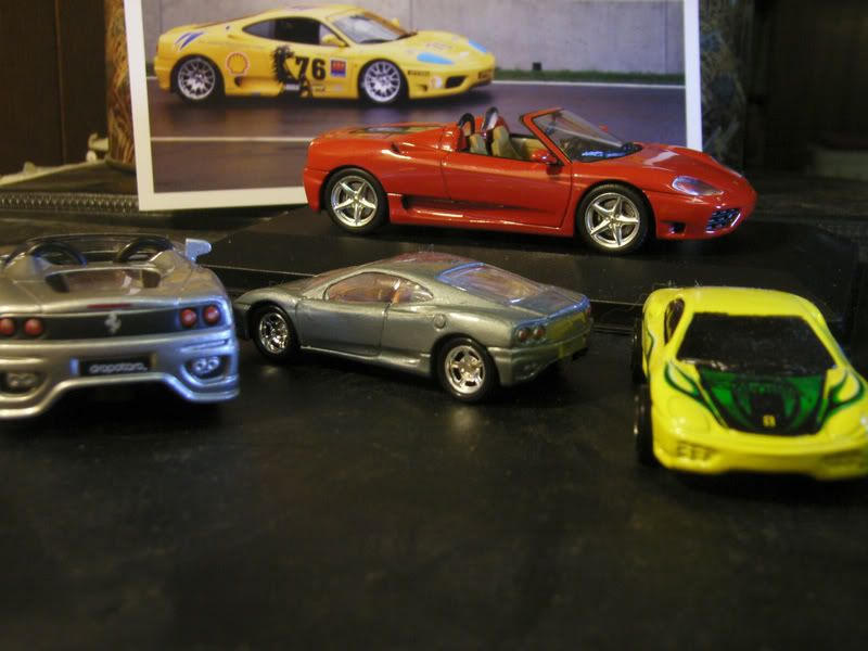 Clockwise from top a red Ixo distributed by Mattel 1 43 scale Ferrari 360 