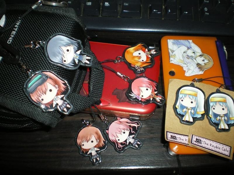 "Raildex (Toaru series) keybies that I got from yesterday. Index will be given to my boyfriend. 8D Thanks The Keybie Café for making these for me and for all the fans of the series as well. (Honoka and Maki from Love Live! were obtained last Otakuzine event)"