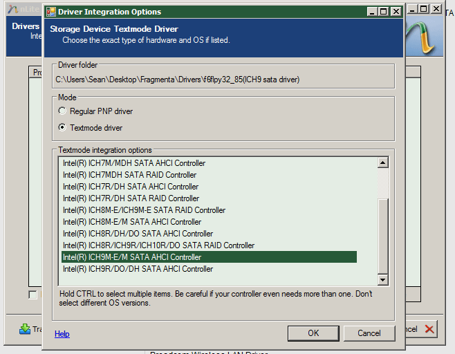 And this is the one you want when you use nLite to slipstream the ICH9 sata driver on your Windows XP SP 2 folder.