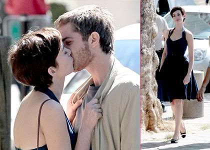 Continuing work on her new movie “One Day,” Anne Hathaway was spotted 