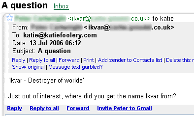 Ikvar has an email address! Ikvar has an email address!