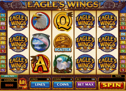 EAGLES' WINGS is a new 5 reel, 25 pay-line video slot with a theme to take your breath away 