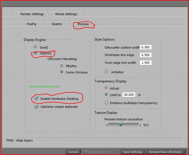 preview render settings, 64bit Vista, Quadro FX5800