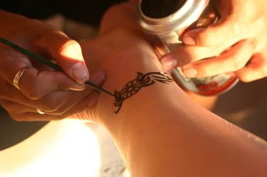 Painting Henna Tattoo in Sexy Hand