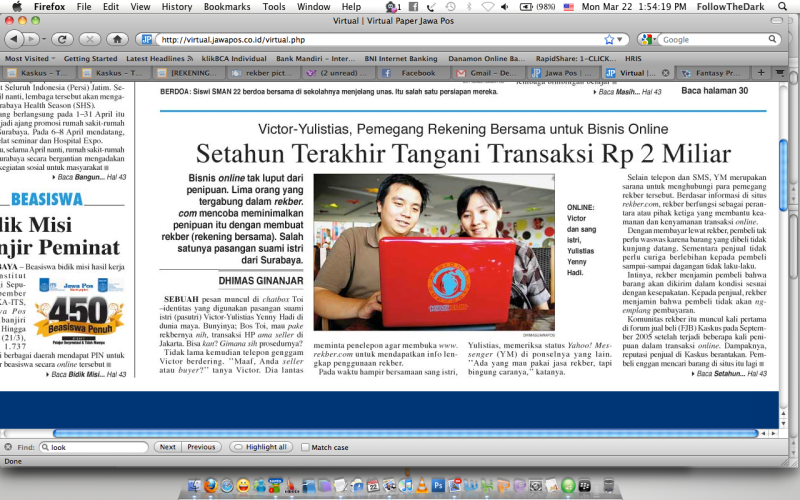 rekber on jawapos1 Rekening Bersama diliput Jawa Pos