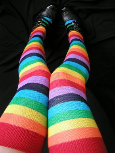 Rainbow Thigh Highs Otk Shiney Shoe
