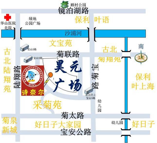 诗奈尔高端健康洗衣连锁刘行店指引地图