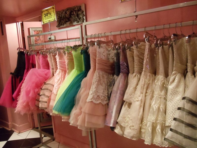 rack of floofy betsey johnson dresses