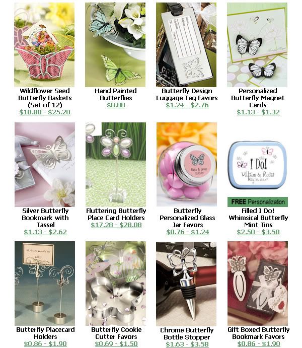 Online wedding stores carry a wide variety of butterfly wedding favors like