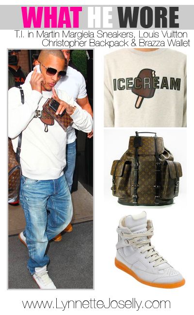 Joselly: He Wore: T.I. in Martin Sneakers, Louis Vuitton Christopher Backpack & Wallet