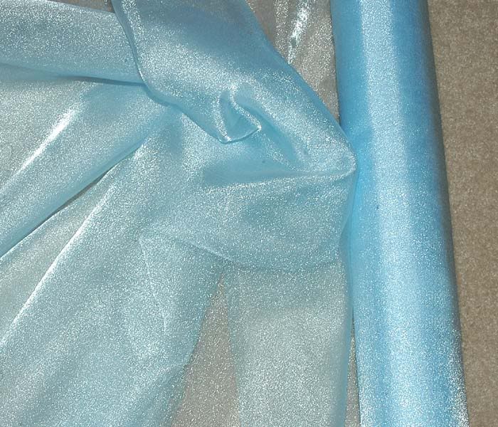 SPARKLE ORGANZA FABRIC LIGHT BLUE 45 " BY THE YARD PAGEATN DRESS ELSA