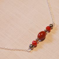Red and Silver Beaded Horizontal Necklace