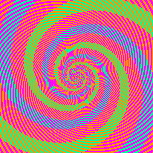 Spiral image pattern with clever optical illusion